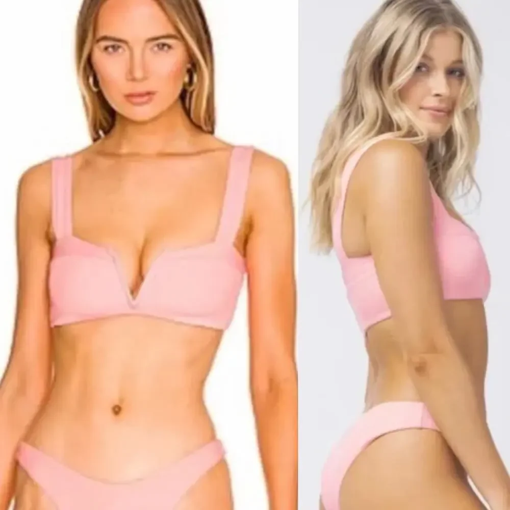 L*SPACE Lee Lee Ribbed Bikini Top In Crystal Pink Size Small New